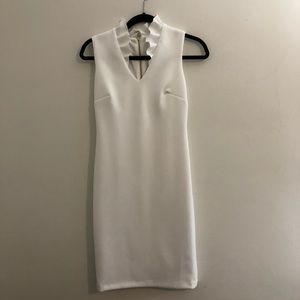 Ruffled-Collar Scuba Sheath white  Dress